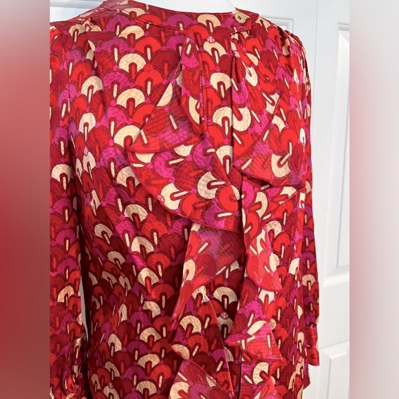 Tory Burch Silk Ruffle Front Blouse Size 2 - Picture 4 of 9